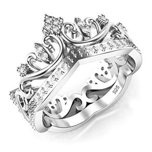 New Sterling Silver Cubic Zirc' Princess Crwn Ring